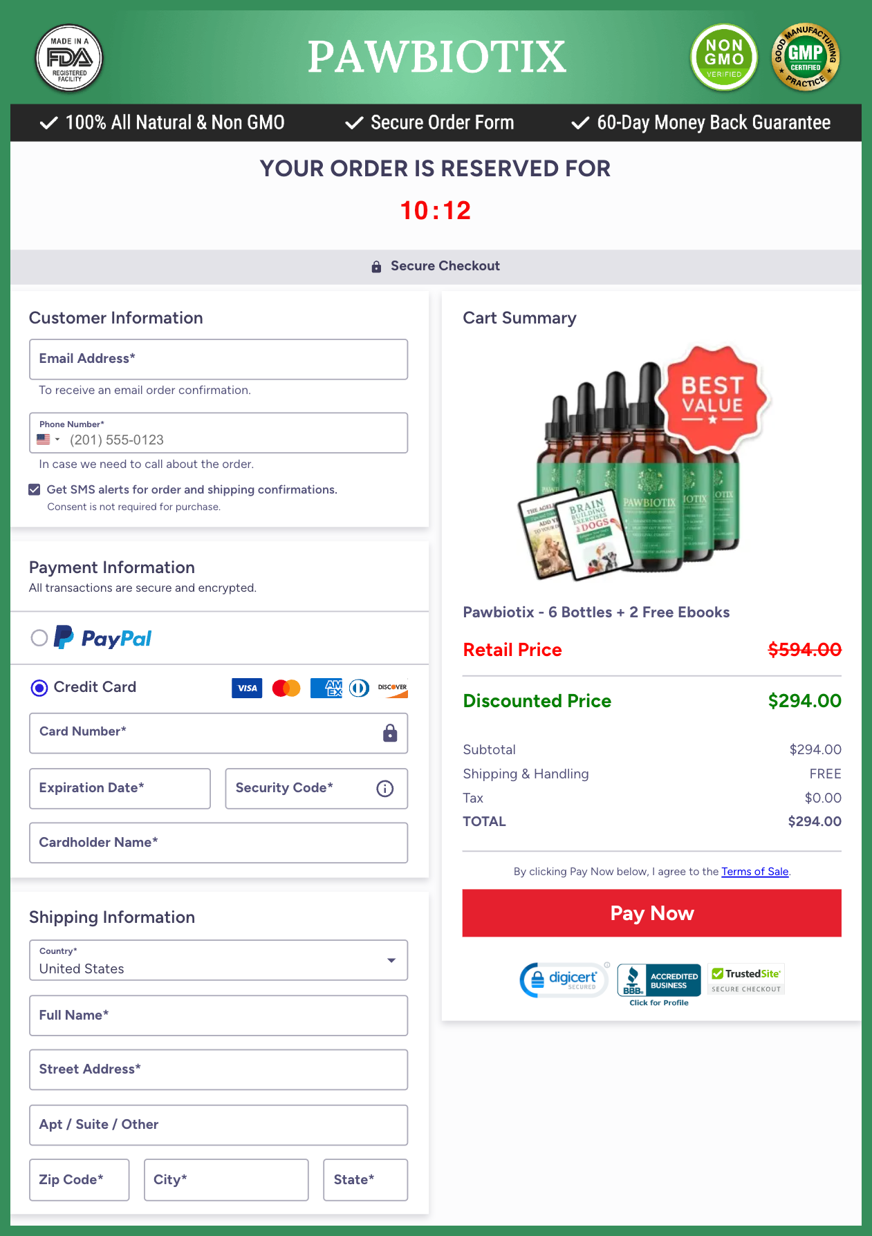 Pawbiotix Official Website Secure Order Page